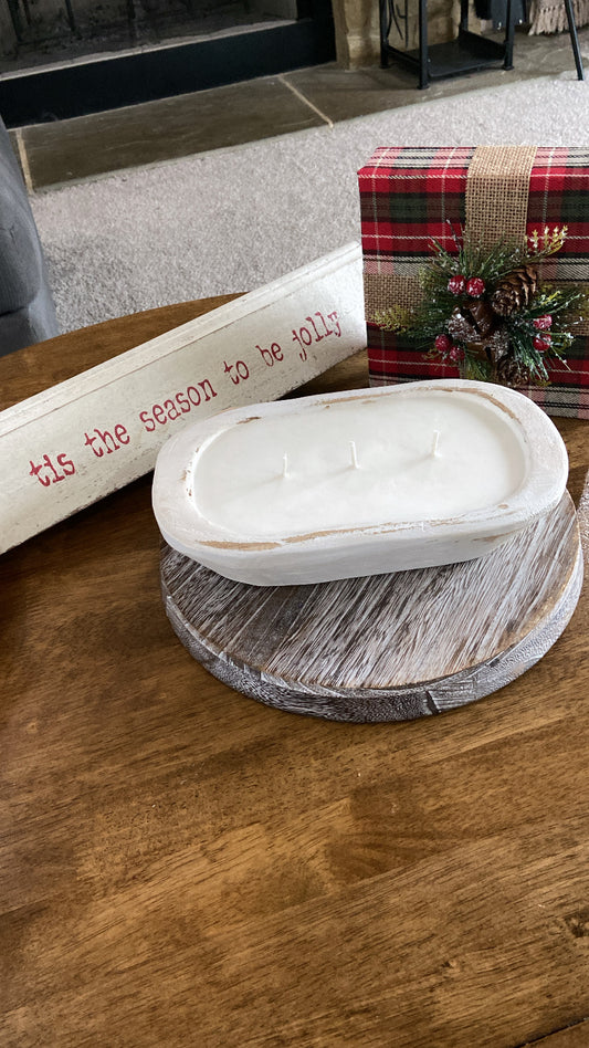 Wood Dough Bowl- Winter