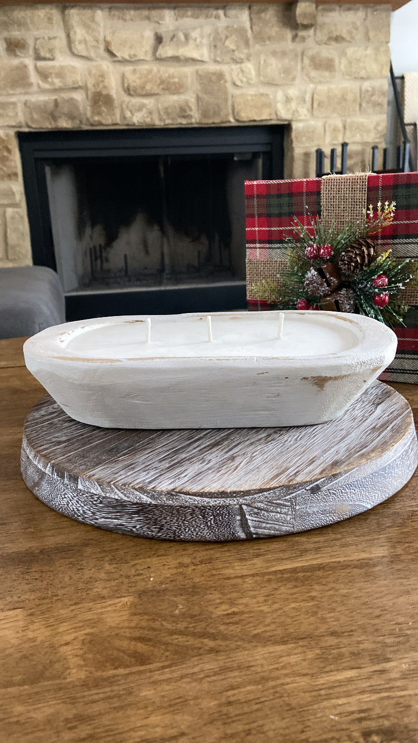 Wood Dough Bowl- Winter