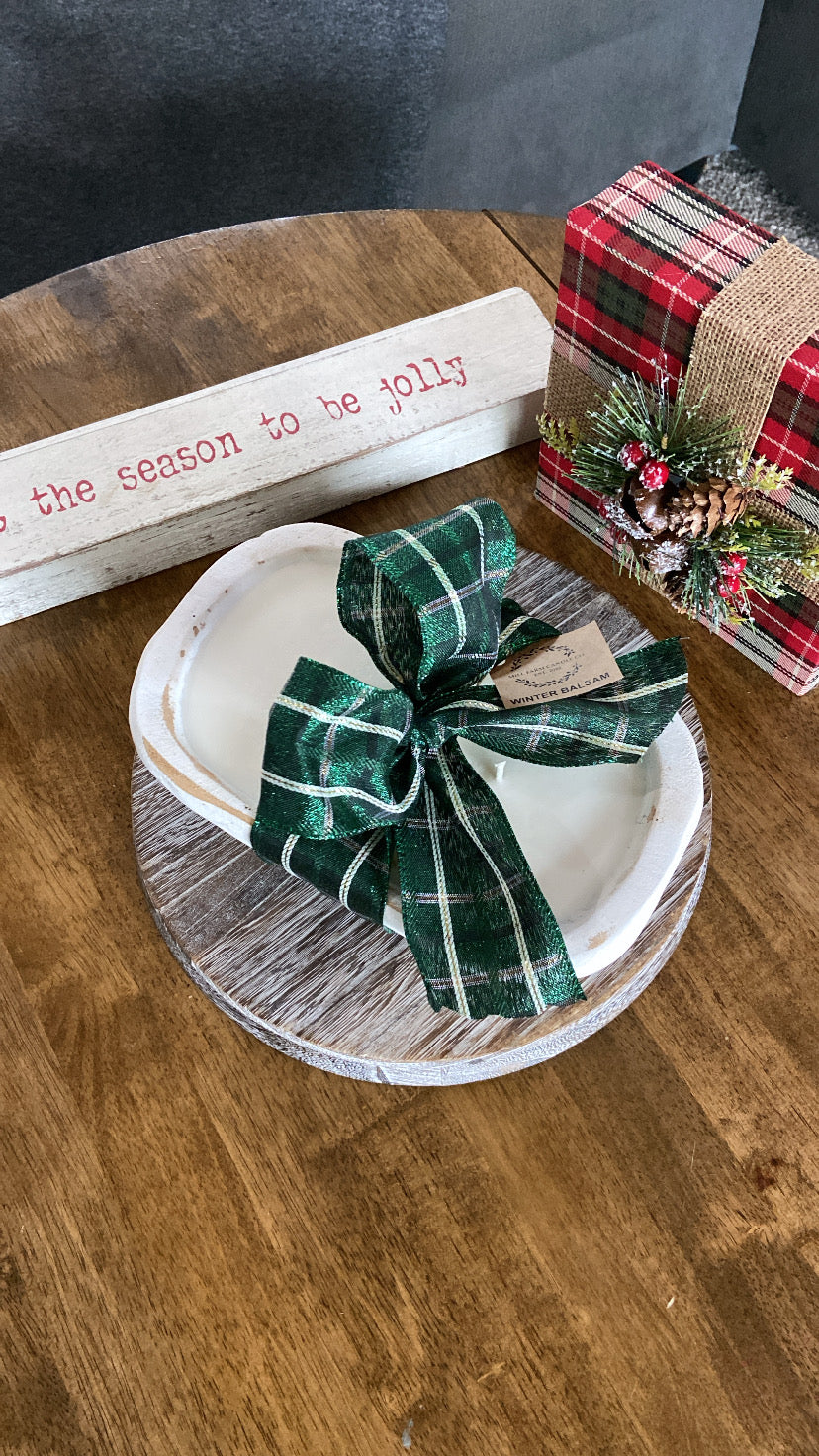 Wood Dough Bowl- Winter